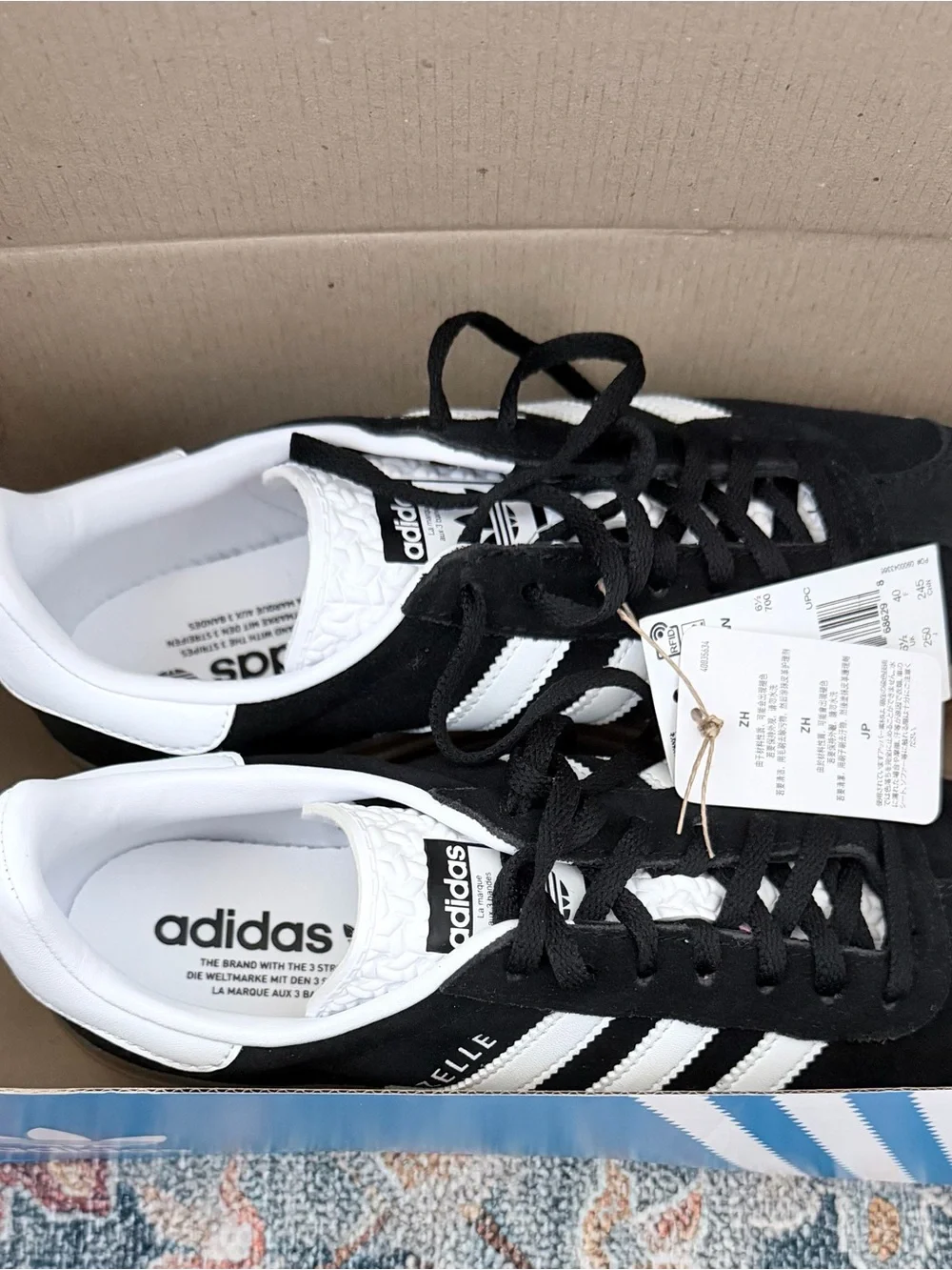 adidas Gazelle Bold Platform Sneakers Black/White with Gum Sole